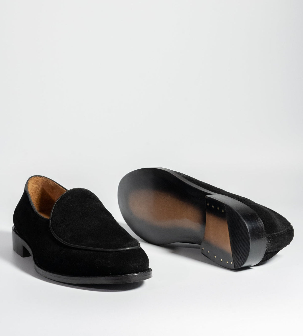 Goodyear Welted Black Suede  Belgian Loafer