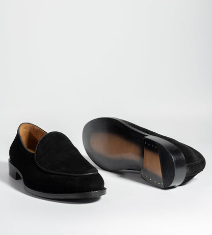 Goodyear Welted Black Suede  Belgian Loafer