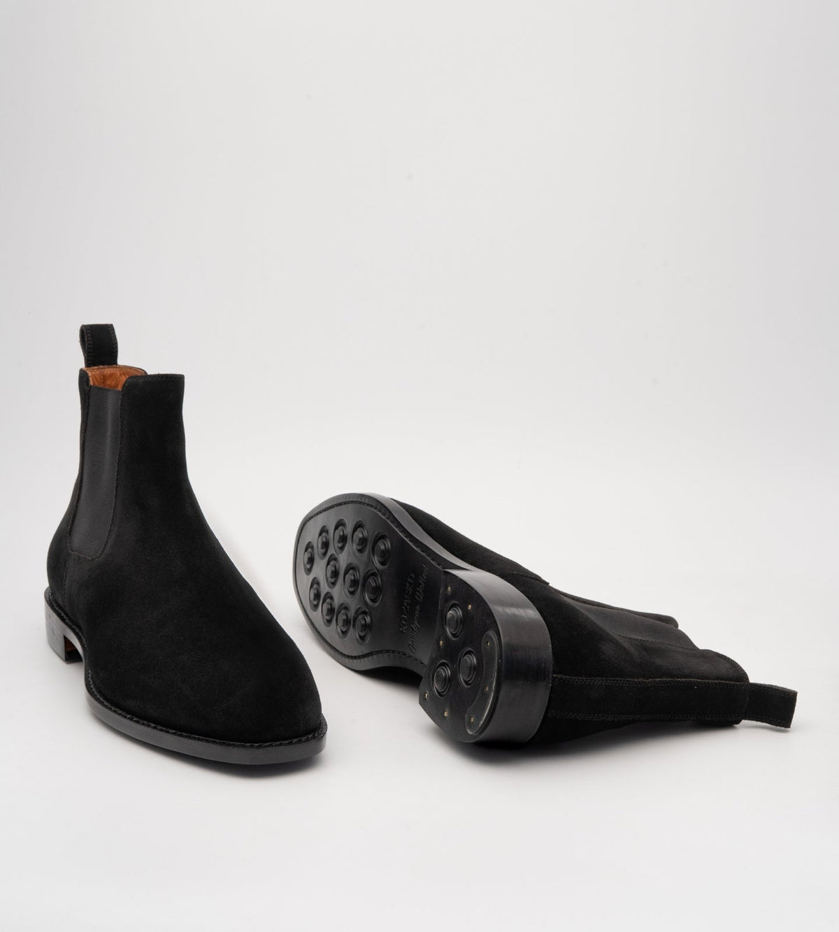 Hand Welted  Black Groupo Mastrotto Suede Chisel Toe Chelsea Boots