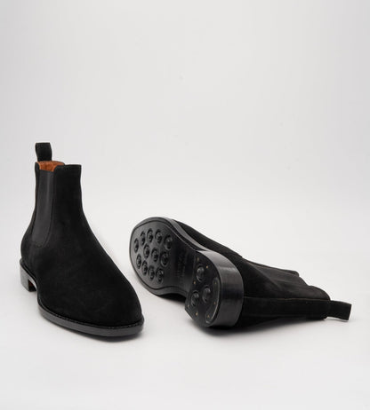 Hand Welted  Black Groupo Mastrotto Suede Chisel Toe Chelsea Boots