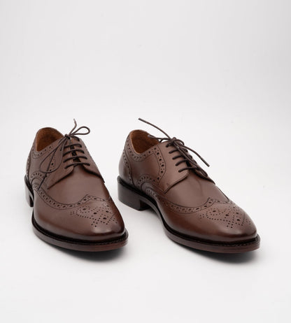 Hand-Welted Brown Wingtip Derby