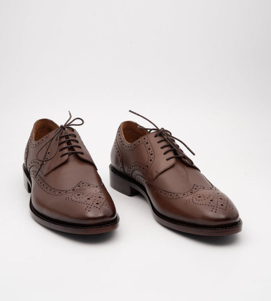 Hand-Welted Brown Wingtip Derby