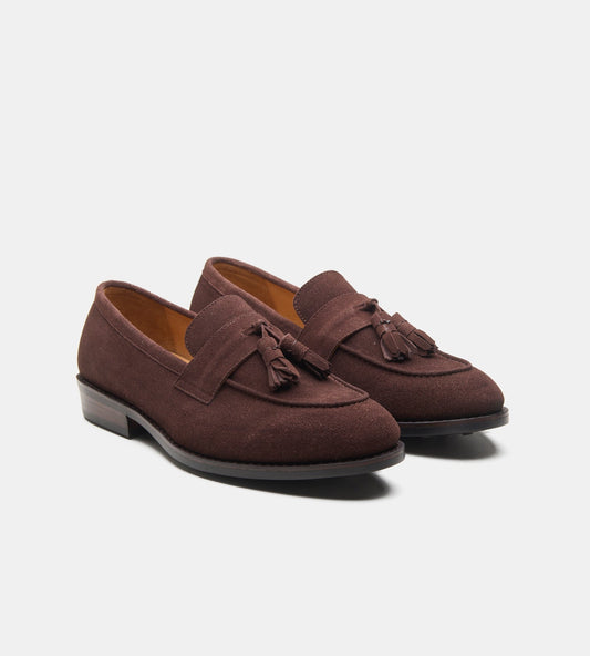 Goodyear Welted Brown Suede Tassel Loafers