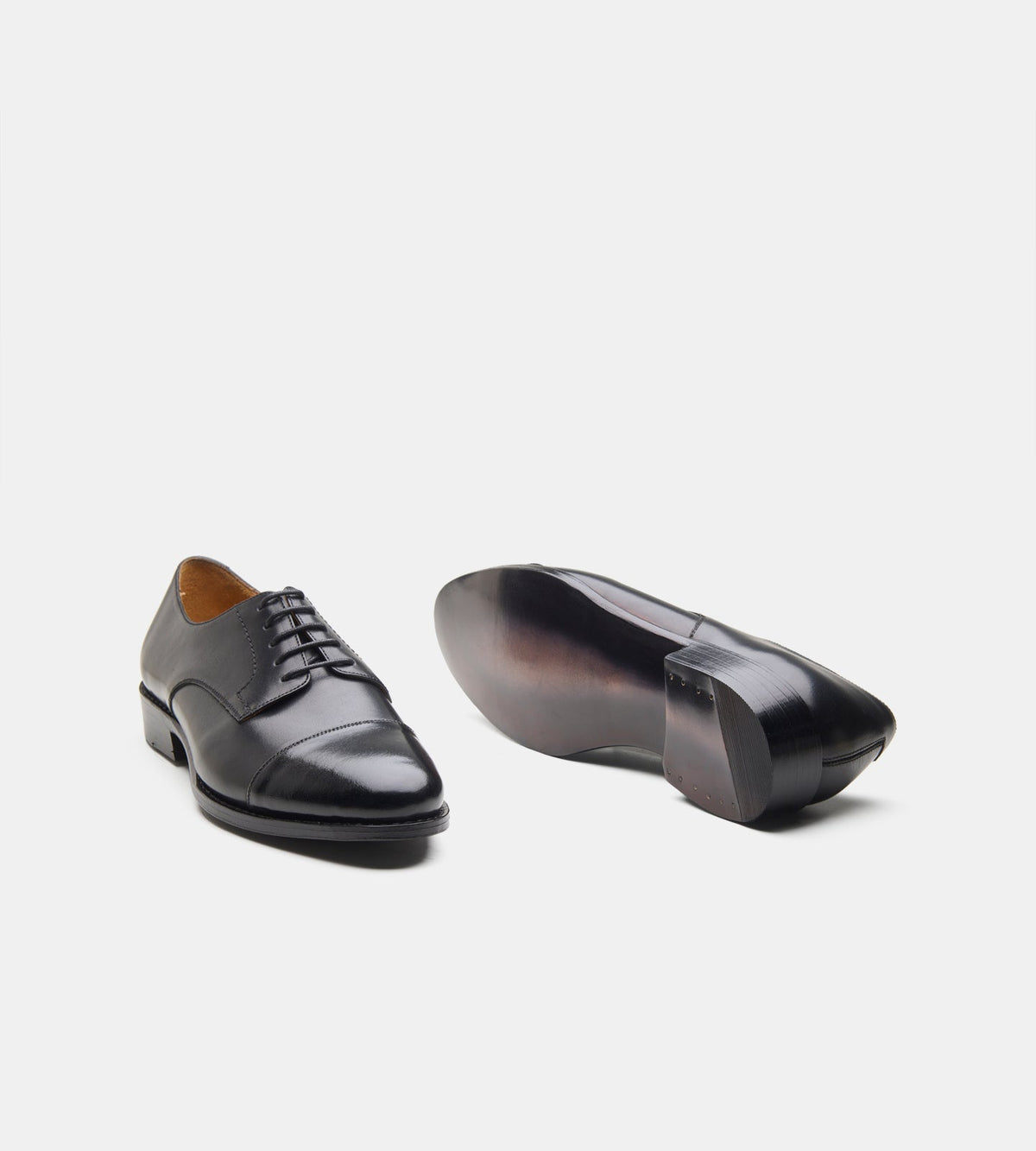 Hand Welted Classsic Black Captoe Derby