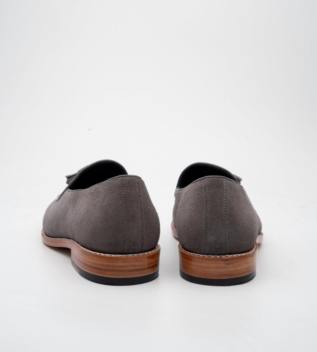 Goodyear Welted Grey Suede Belgian Tassel Loafer