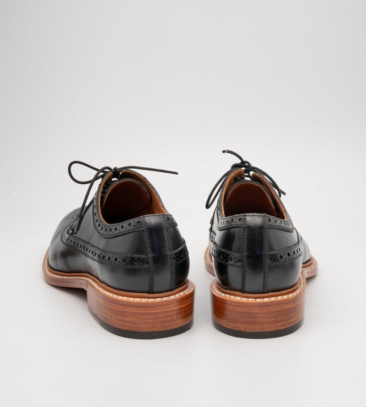 Hand Welted Black Longwing Blucher Shoe
