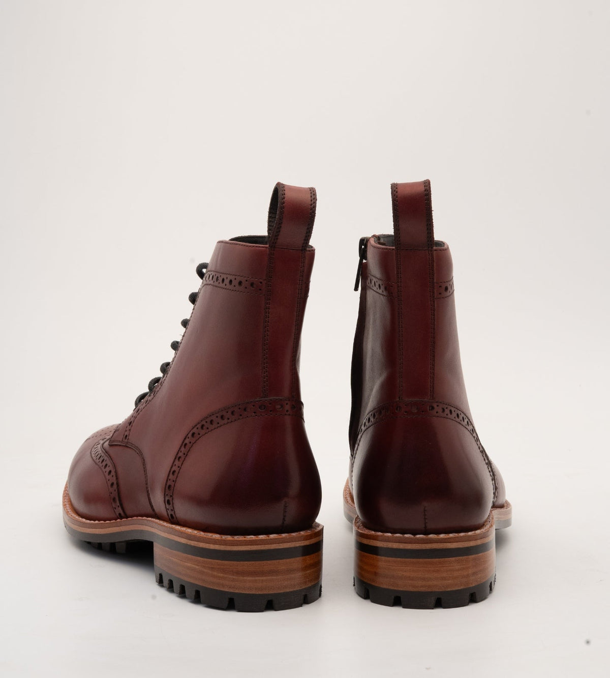 Goodyear Welted Burgundy Brogue Zipper  Boot