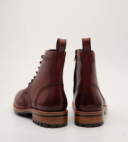 Goodyear Welted Burgundy Brogue Zipper  Boot