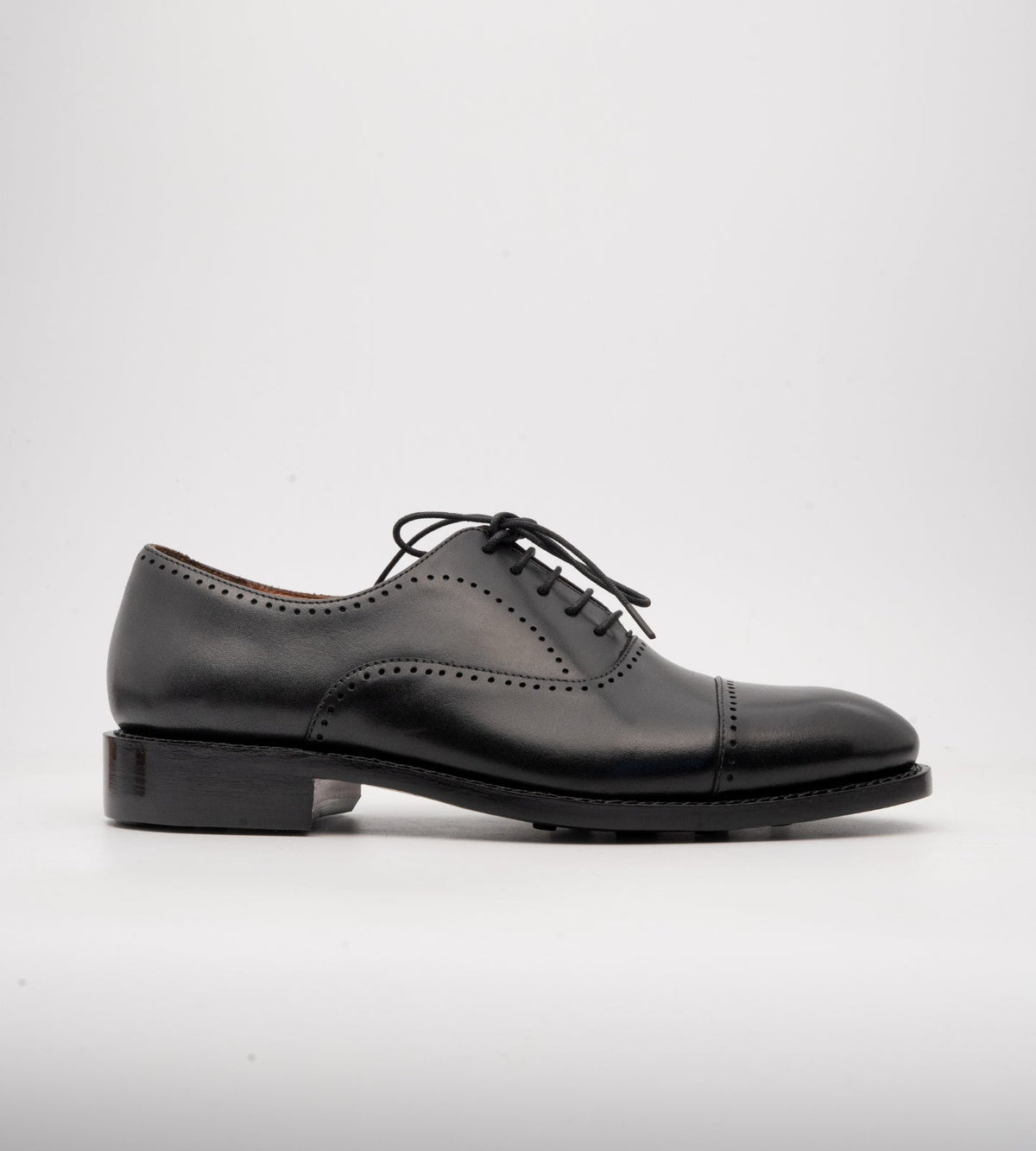 Goodyear Welted Black Punch Captoe Oxford