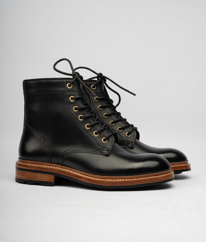 VIRASAT - Hand Welted Michigan Black Full Grain Plain Toe Boot
