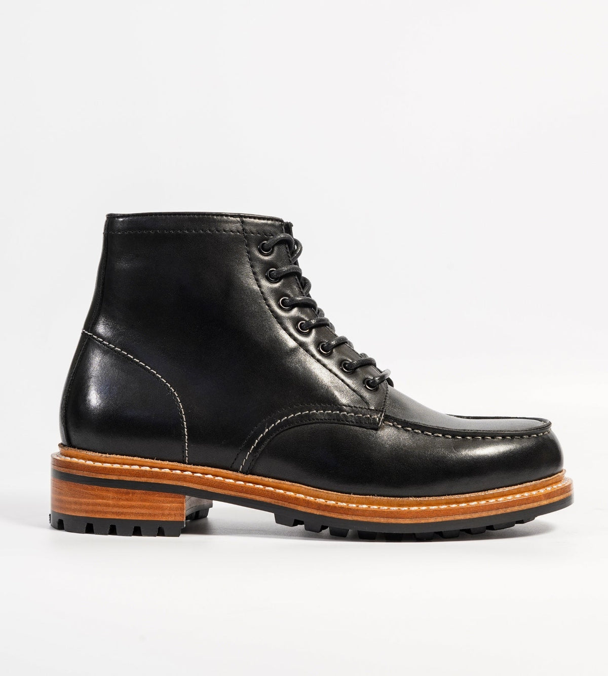 Goodyear Welted Black Full Grain Moctoe Boot