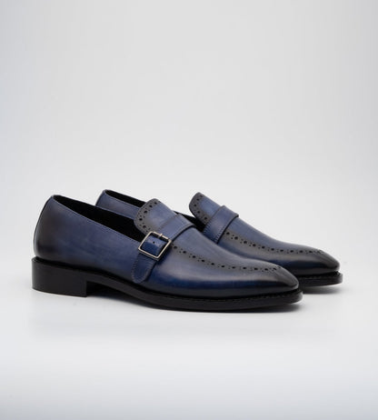 Hand Welted Navy Strap Loafer