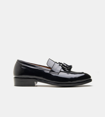Goodyear Welted Black Patent Tassel Loafers
