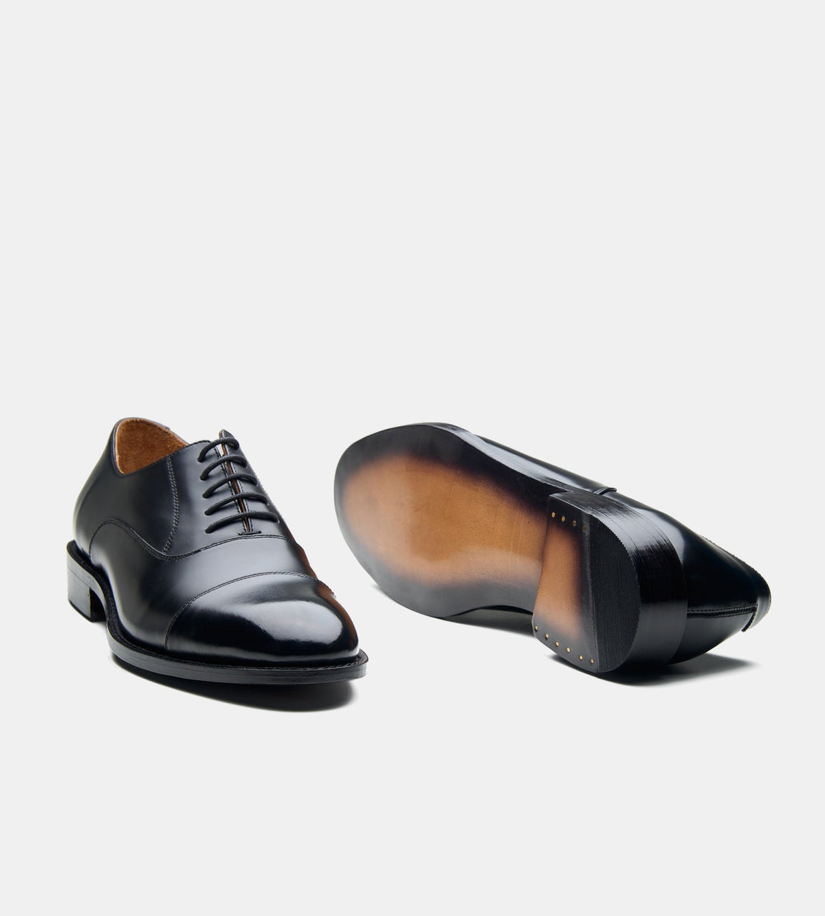 Hand Welted Black Michigan Full Grain Captoe Oxfords