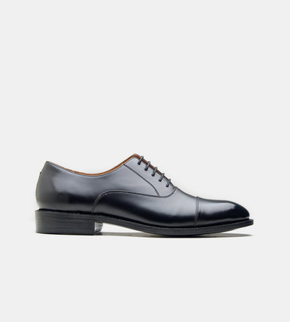 Hand Welted Black Michigan Full Grain Captoe Oxfords