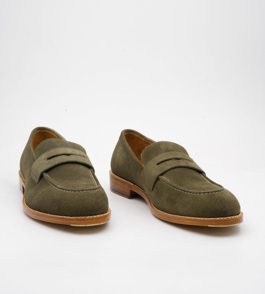 Goodyear Welted Olive Suede Penny Loafer