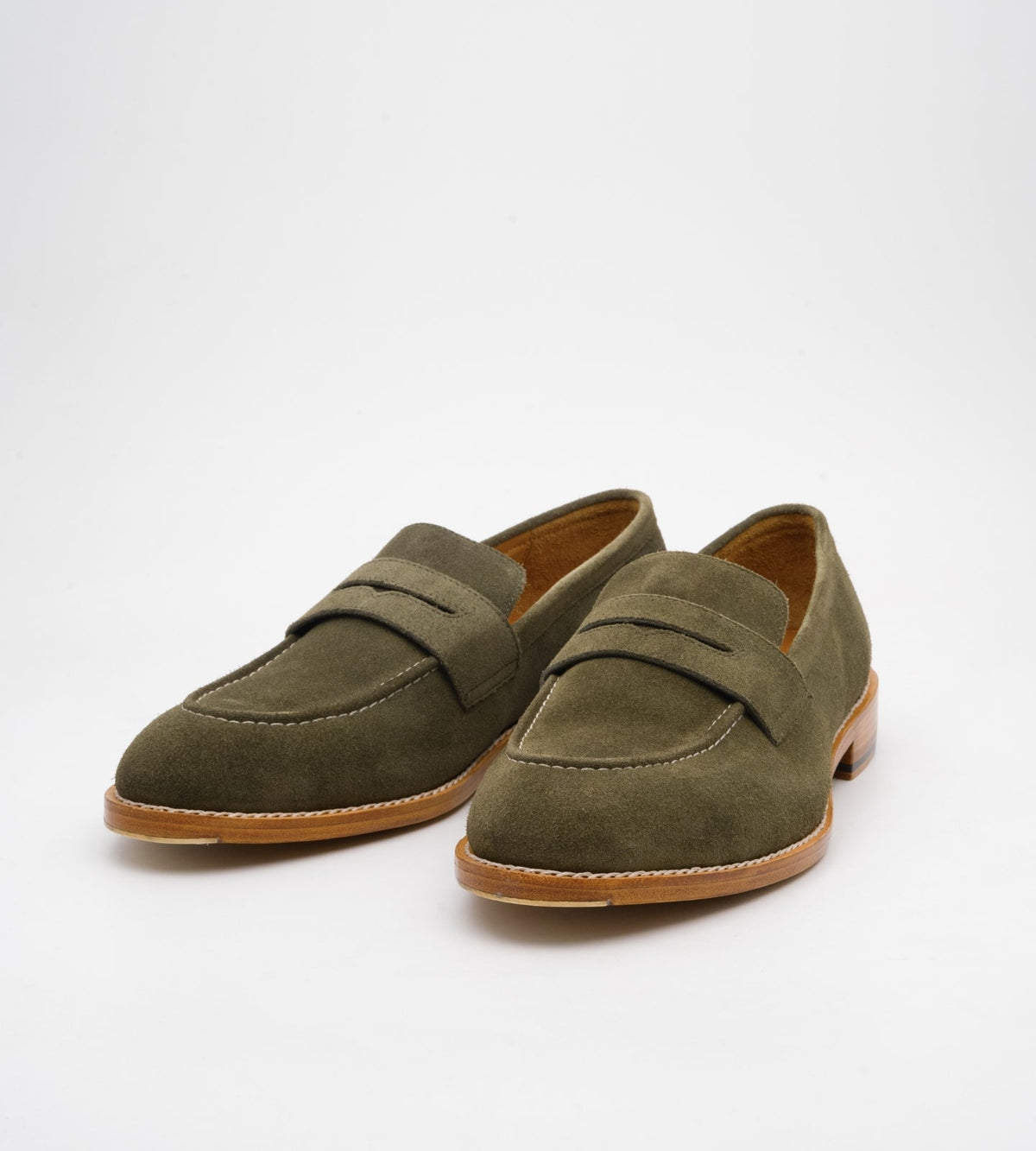 Goodyear Welted Olive Suede Penny Loafer