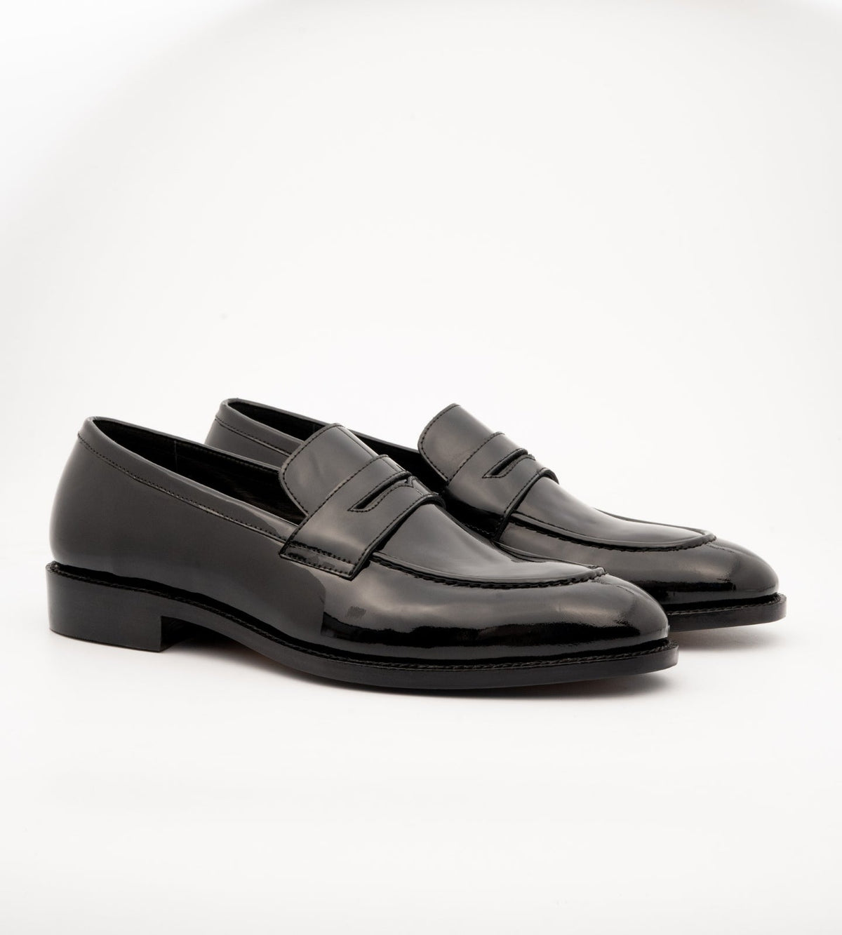 Goodyear Welted Classic Black Patent Penny Loafers