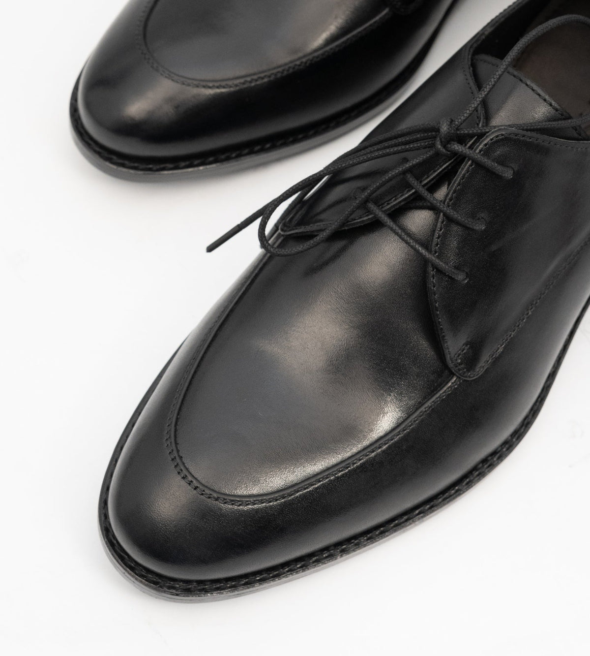 Goodyear Welted Black Apron Toe Derby