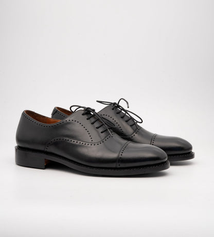 Goodyear Welted Black Punch Captoe Oxford