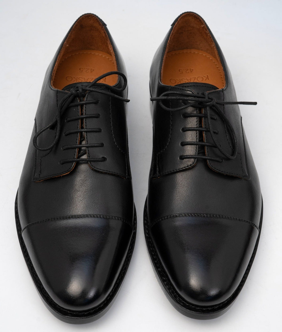 Hand Welted Classsic Black Captoe Derby