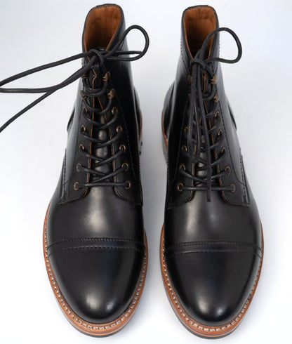 Hand Welted Classic Black Captoe Boot