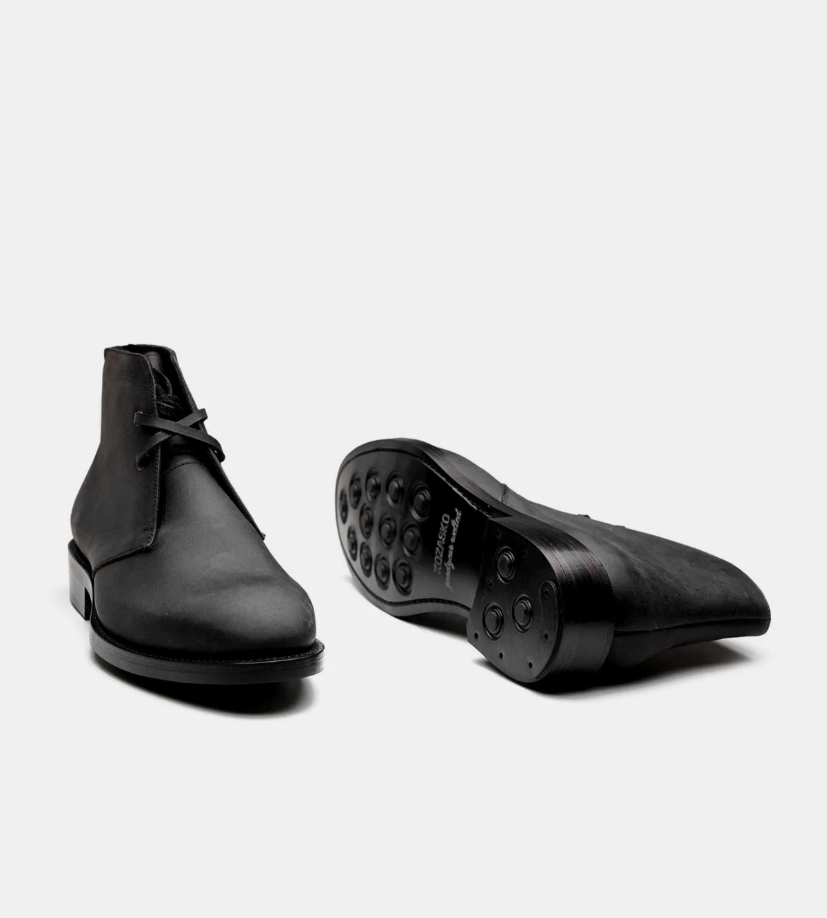 Hand-Welted Black Oiled Leather  Chukka Boot