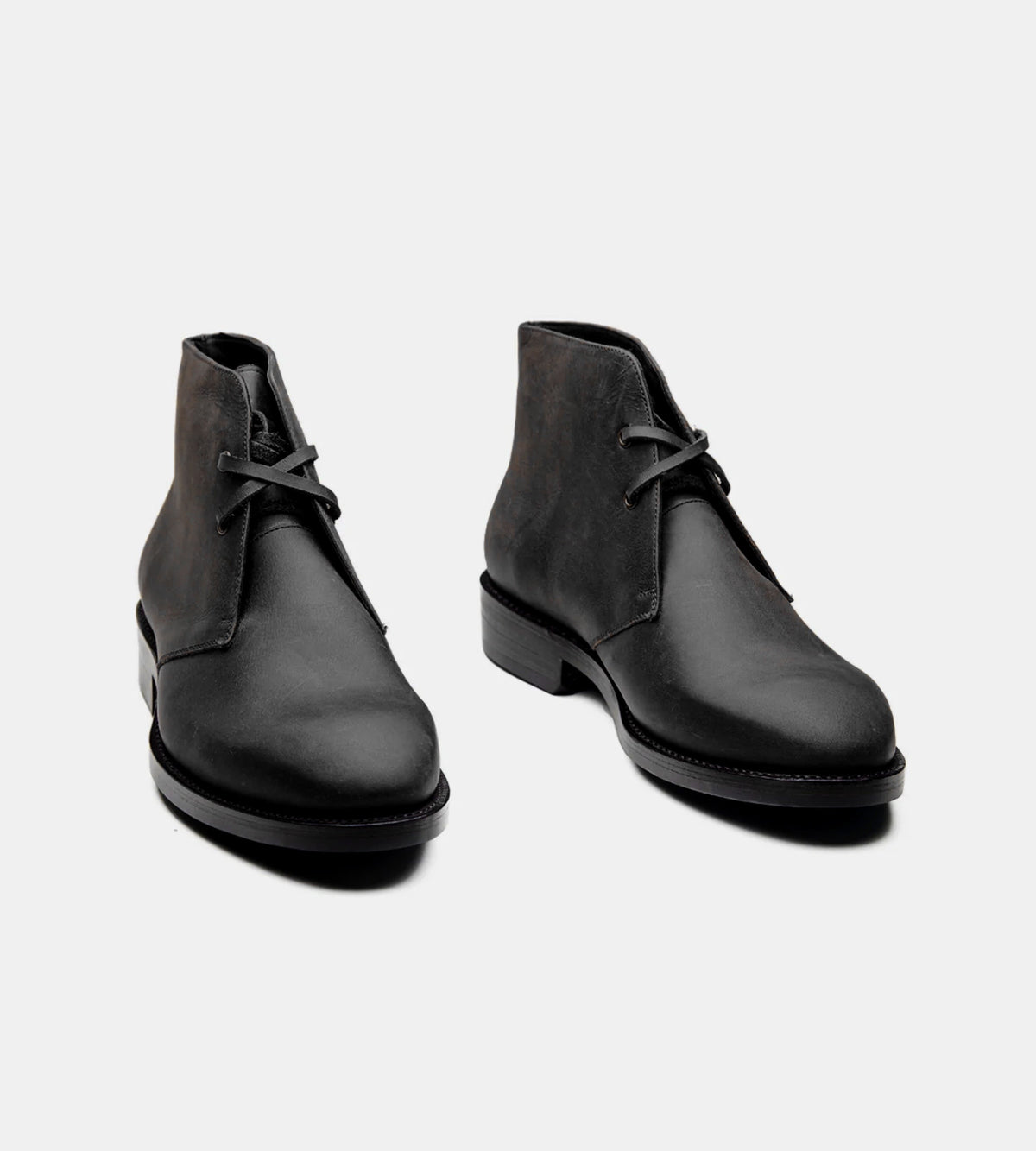 Hand-Welted Black Oiled Leather  Chukka Boot