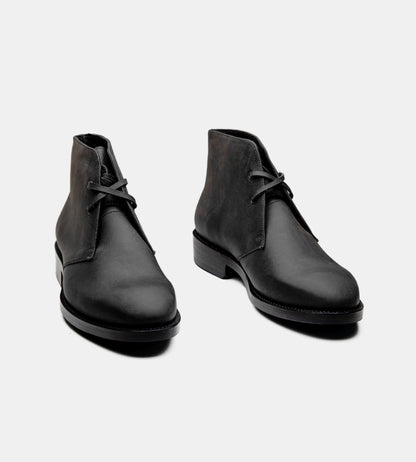 Hand-Welted Black Oiled Leather  Chukka Boot