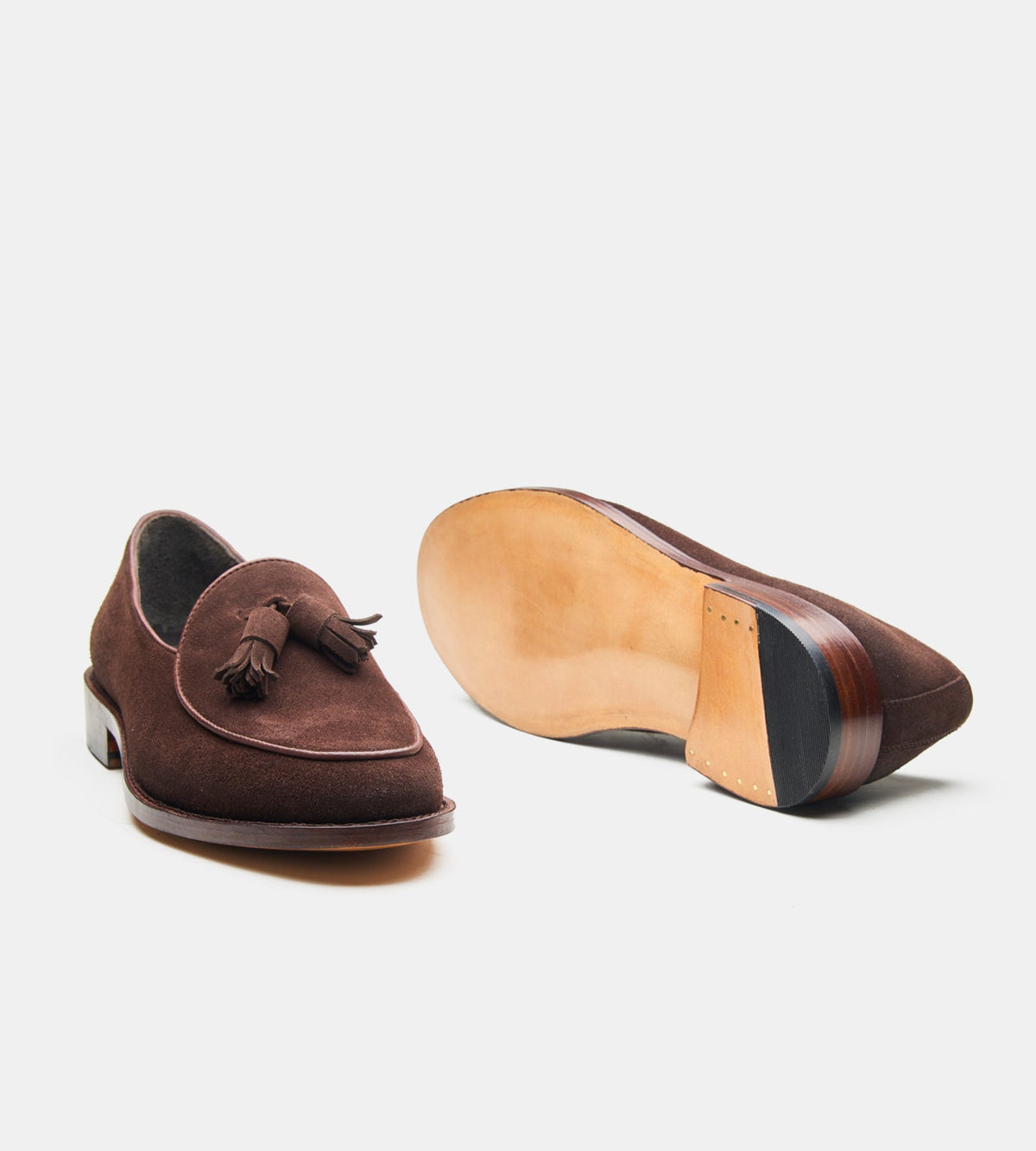 Hand Welted Brown Groupo Mastrotto Suede Belgian Tassel Loafer
