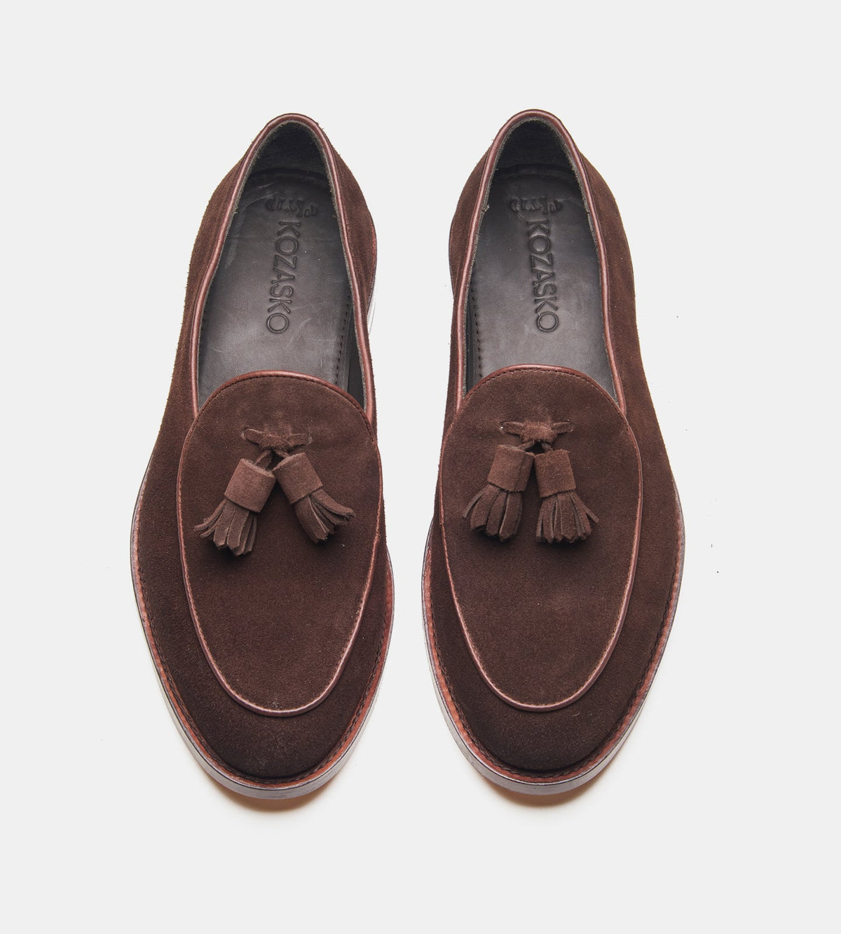 Hand Welted Brown Groupo Mastrotto Suede Belgian Tassel Loafer