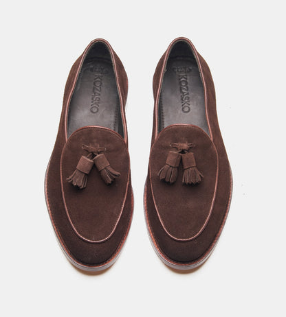 Hand Welted Brown Groupo Mastrotto Suede Belgian Tassel Loafer