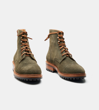 Hand Welted Opera Conceria Olive Suede Captoe Boot