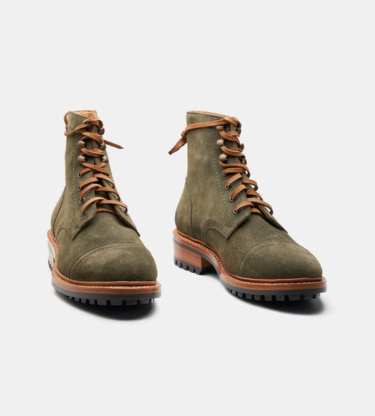Hand Welted Opera Conceria Olive Suede Captoe Boot