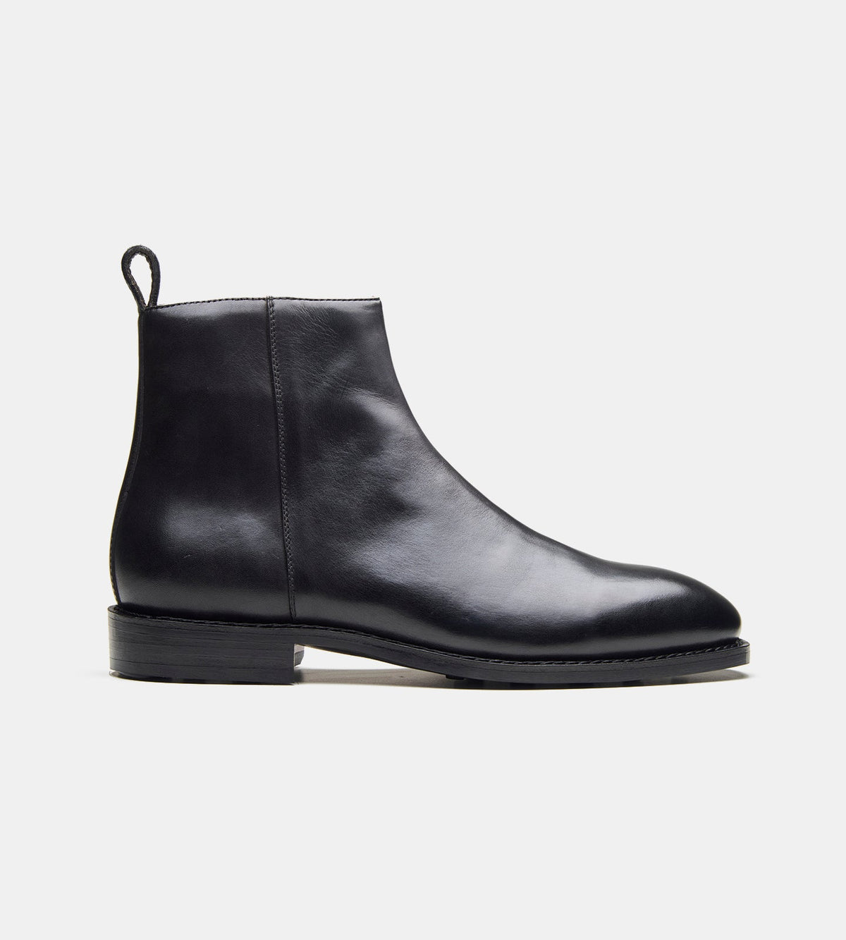 Hand Welted  Black Crust Zipper Chelsea Boot