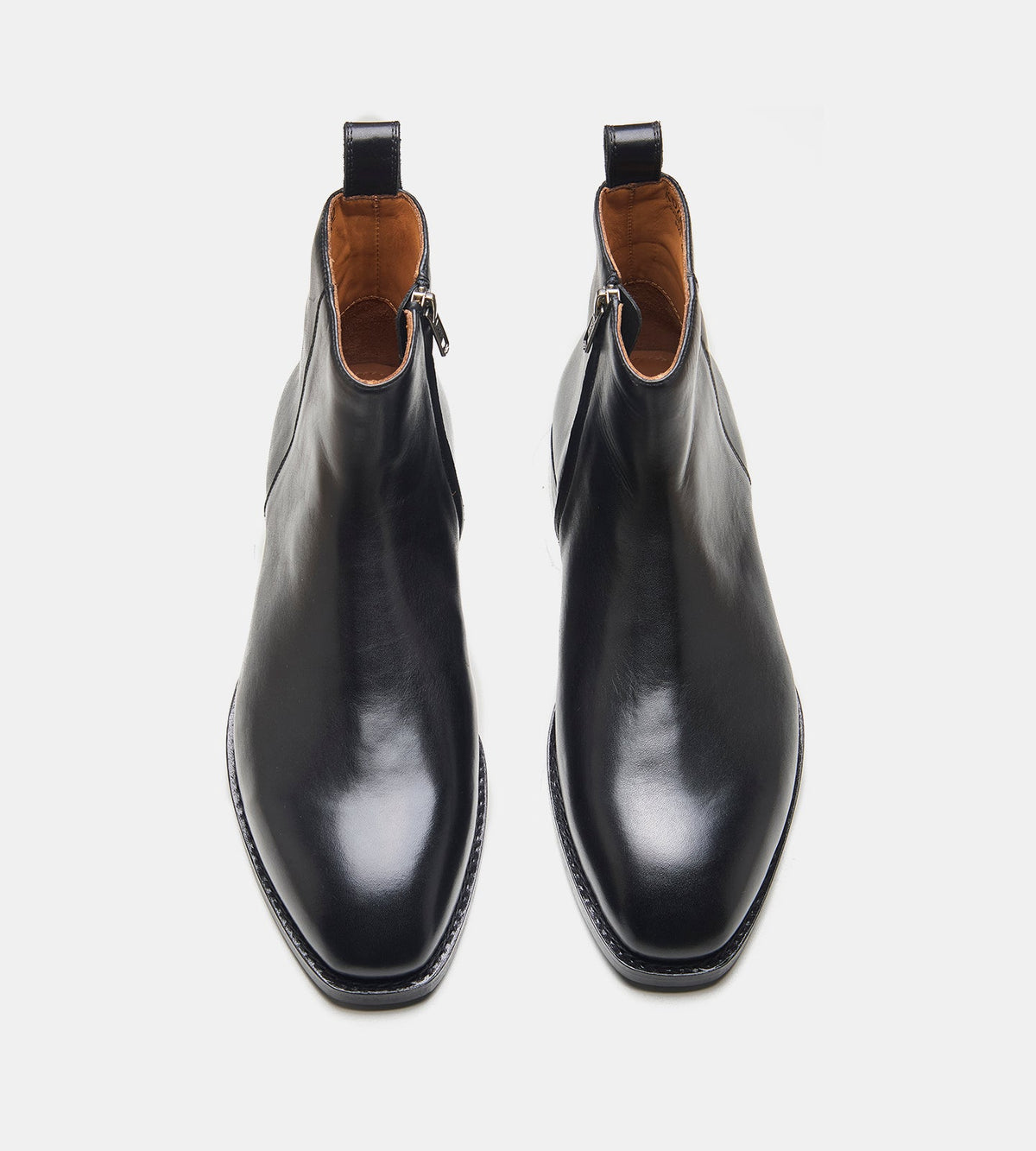 Hand Welted  Black Crust Zipper Chelsea Boot
